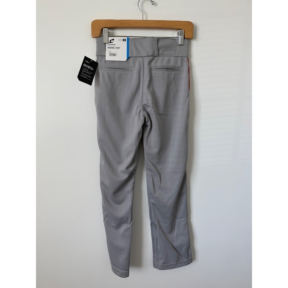 Champro Triple Crown Youth Open-Bottom Piped Baseball Pants Grey/Red Medium‎ NWT - Picture 5 of 5